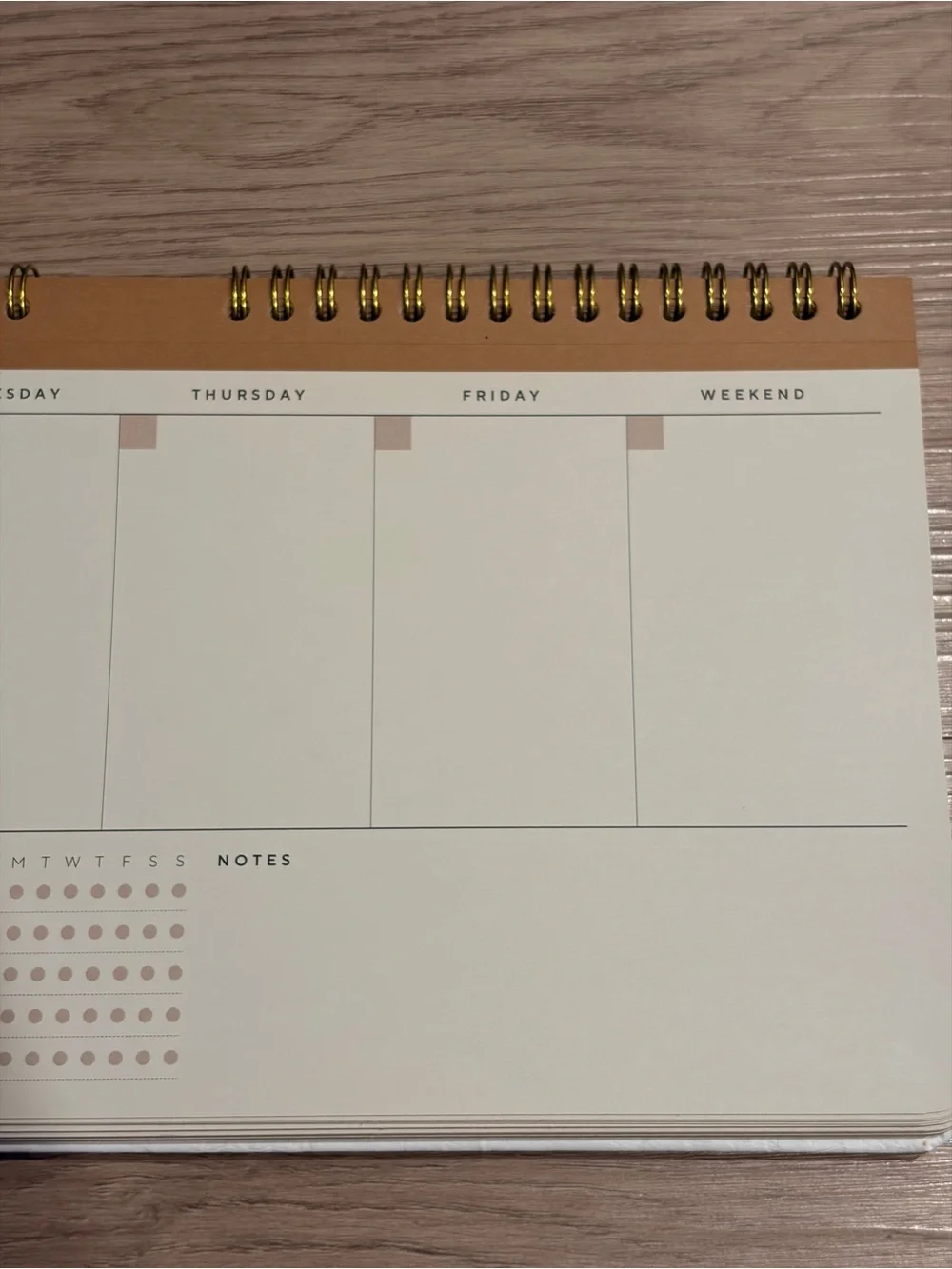 1-Year Undated Weekly Planner - Cream & Gold